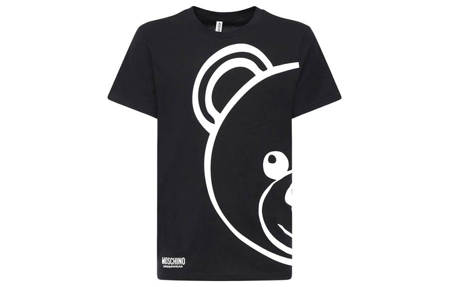 MOSCHINO T Shirts Men's Black Crew Neck Thin Straight Fit