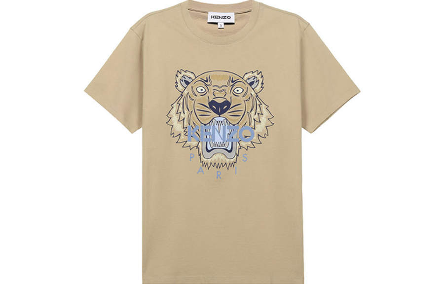 KENZO T Shirts Men's Beige Yellow Crew Neck Moderate Straight Fit