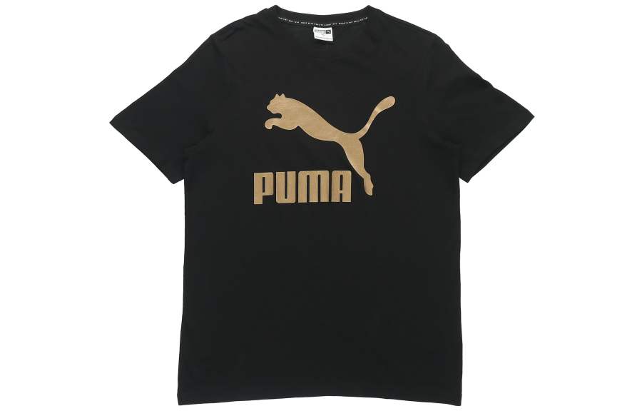 PUMA T Shirts Men's Black Crew Neck Moderate Straight Fit