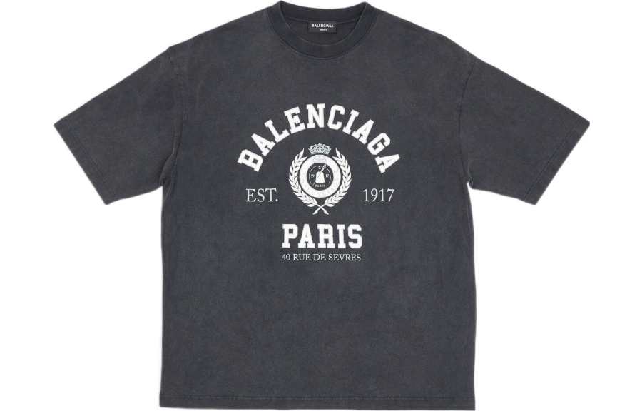 Balenciaga T Shirts Unisex Gray Crew Neck Moderate