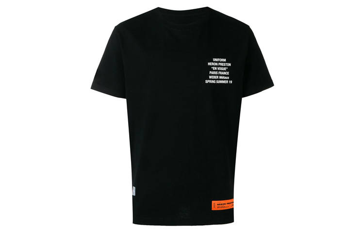 HERON PRESTON T Shirts Unisex Black Crew Neck Moderate Straight Fit
