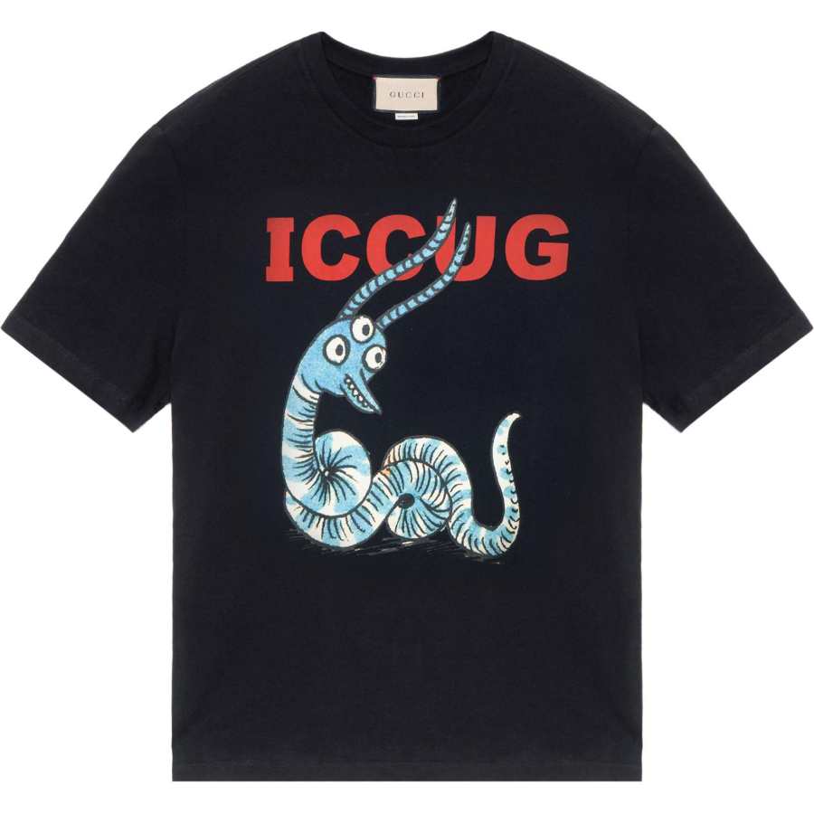 GUCCI T Shirts Men's Black Crew Neck Moderate