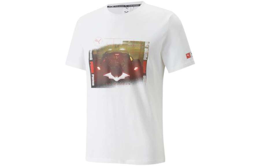PUMA BATMAN T Shirts Men's White Crew Neck Moderate Straight Fit