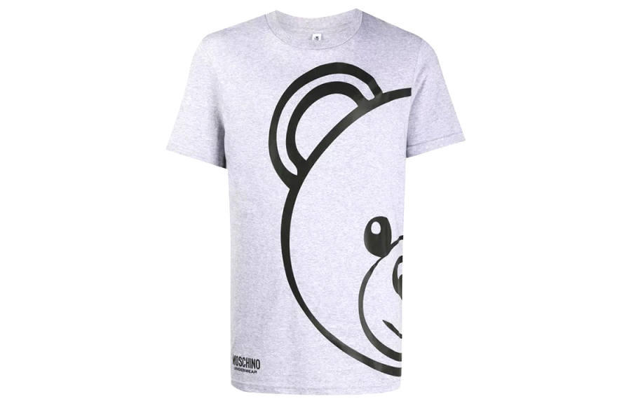 MOSCHINO T Shirts Men's Gray Crew Neck Thin Straight Fit