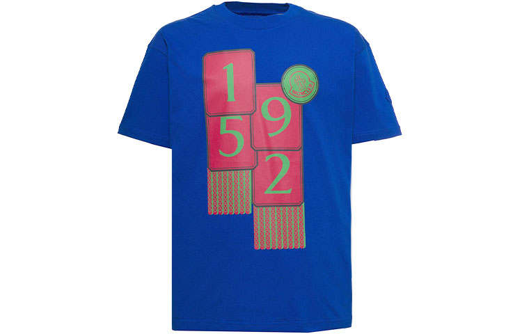MONCLER GENIUS T Shirts Men's Blue Crew Neck Moderate Straight Fit