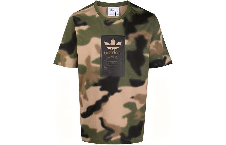 Adidas Adidas T Shirts Men's Green Crew Neck Moderate Straight Fit
