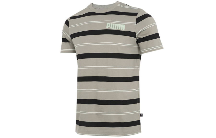 PUMA T Shirts Men's Army Green Crew Neck Moderate Straight Fit