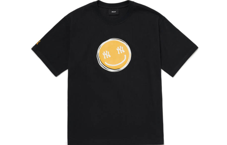 MLB New York Yankees T Shirts Unisex Black Crew Neck Thin Straight Fit