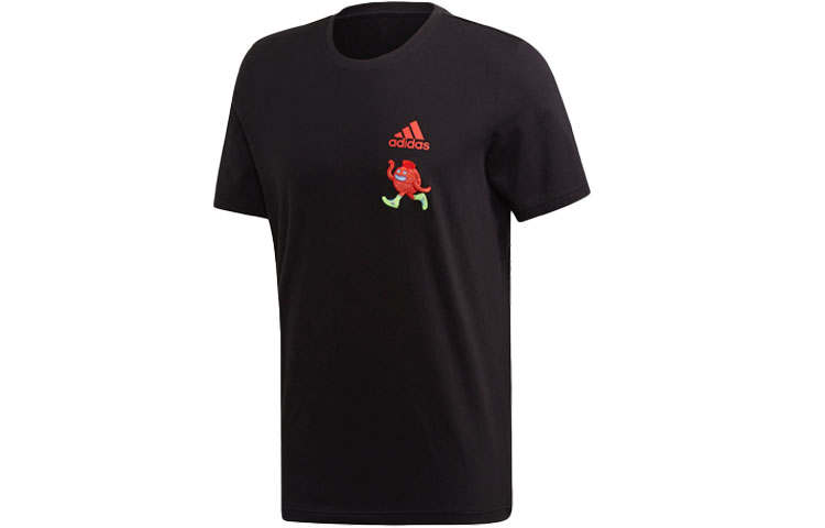 Adidas Adidas T Shirts Men's Black Crew Neck Moderate Straight Fit