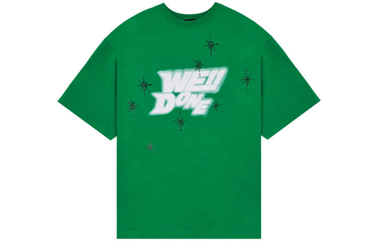WE11DONE T Shirts Unisex Green Crew Neck Moderate Straight Fit