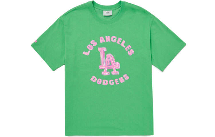 MLB Los Angeles Dodgers T Shirts Unisex Green Crew Neck Moderate Straight Fit