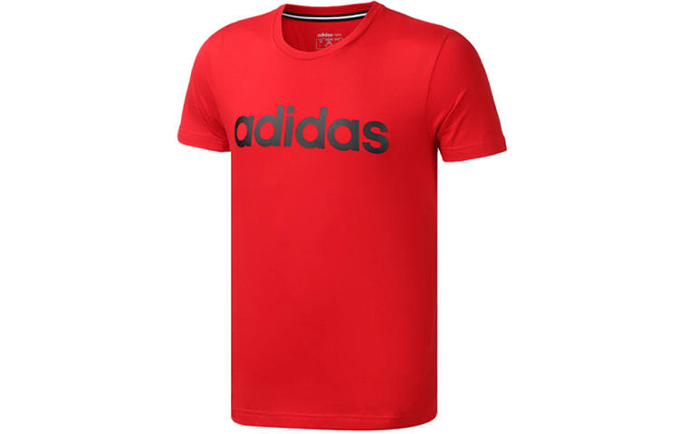 Adidas Neo T Shirts Men's Red Crew Neck Moderate Straight Fit