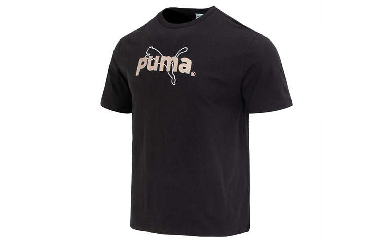 PUMA T Shirts Men's Black Crew Neck Moderate Straight Fit