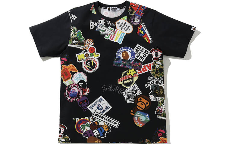 A BATHING APE Bape Multi Motif Print Relaxed Tee