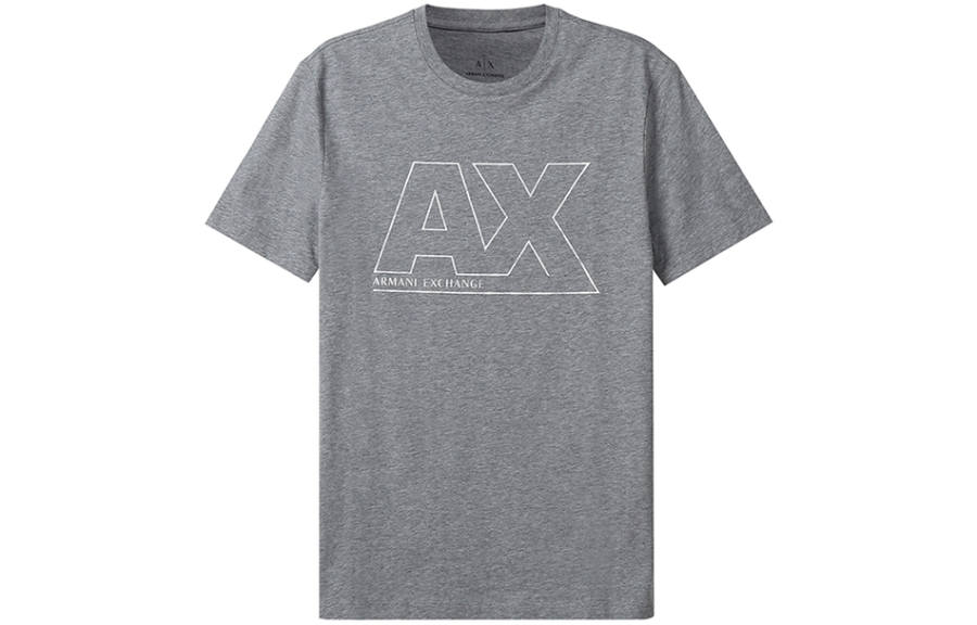 ARMANI EXCHANGE T Shirts Men's Gray Crew Neck Moderate Straight Fit