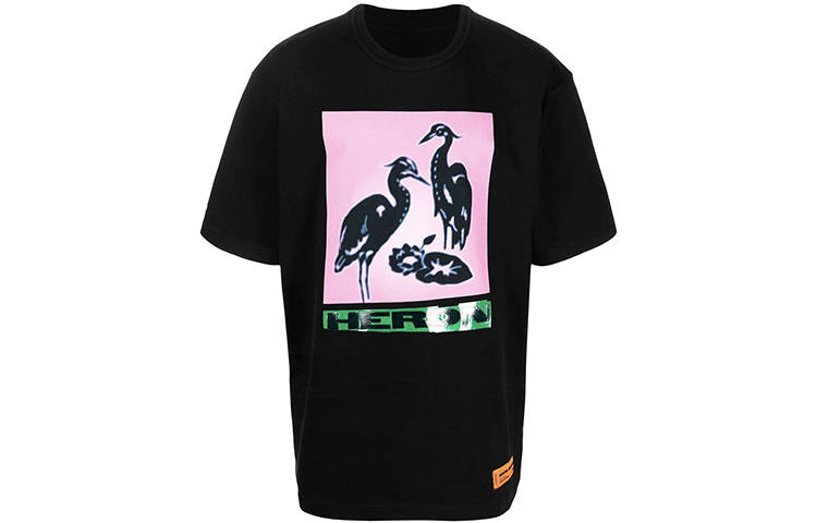 HERON PRESTON T Shirts Men's Black Crew Neck Moderate Straight Fit