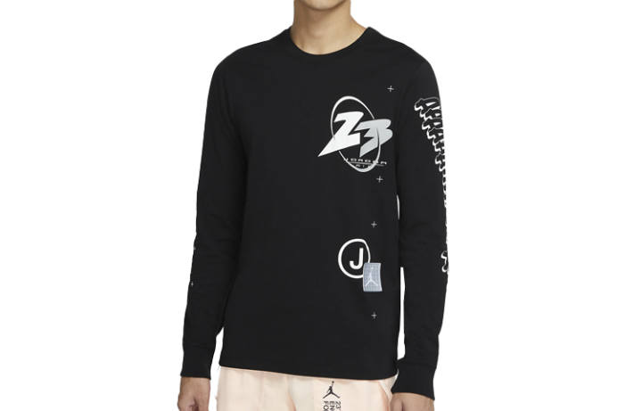 Jordan Jordan Air T Shirts Men's Black Crew Neck Moderate Straight Fit
