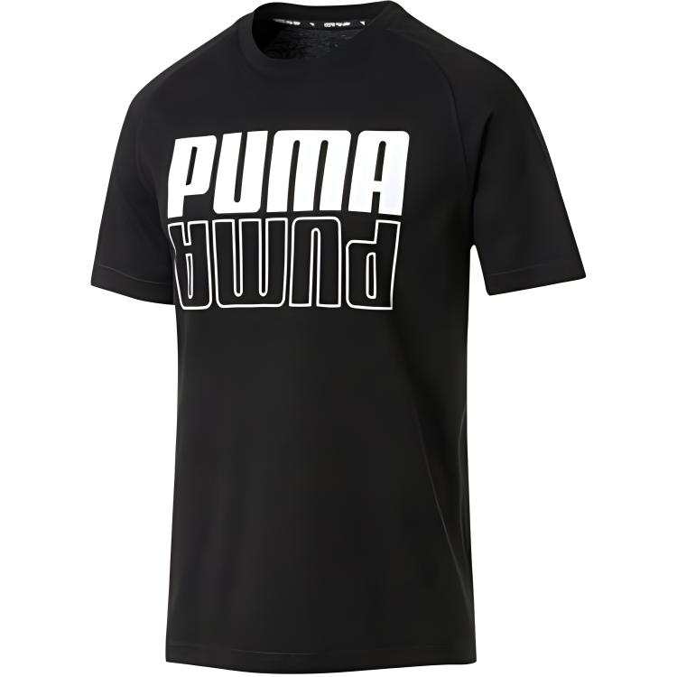 PUMA T Shirts Men's Black Crew Neck Moderate Straight Fit
