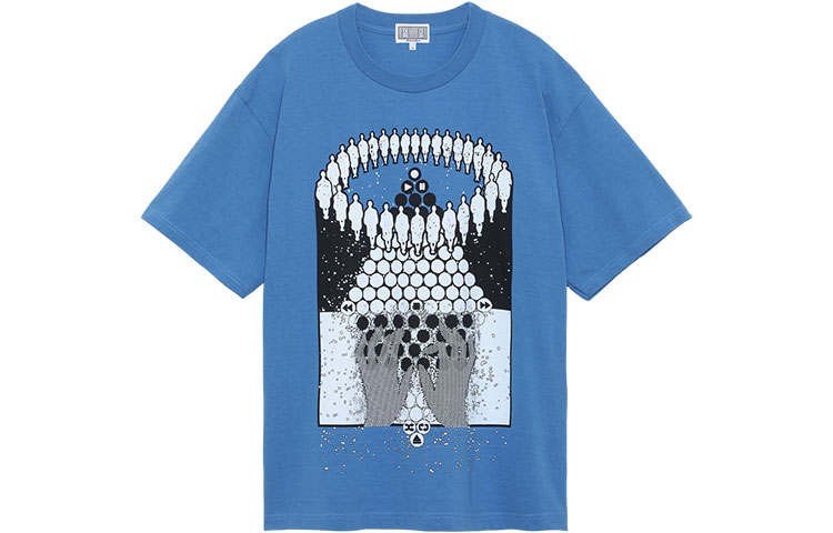 Cav Empt T Shirts Men's Blue Crew Neck Moderate Straight Fit