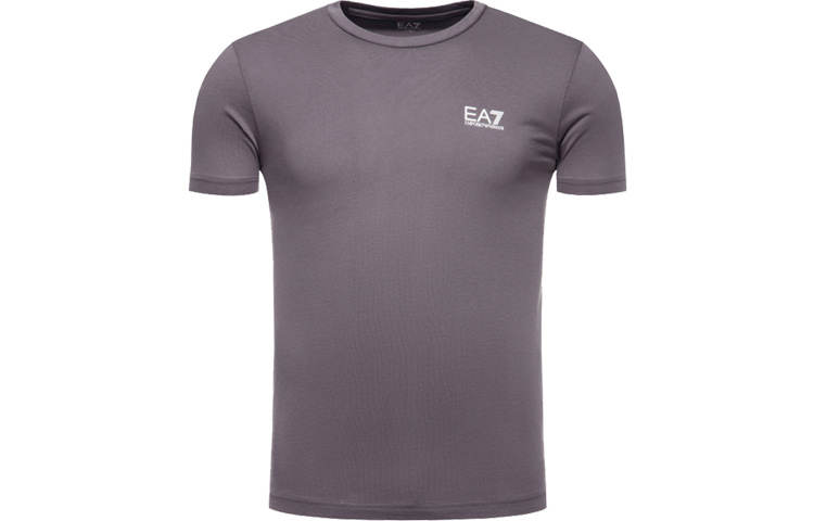 EMPORIO ARMANI EA7 T Shirts Men's Gray Crew Neck Moderate Straight Fit