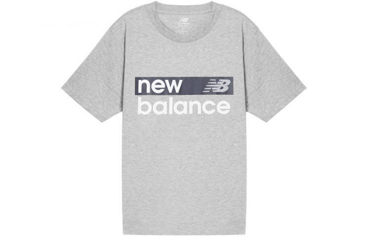 New Balance New Balance T Shirts Men's Gray Crew Neck Moderate Straight Fit