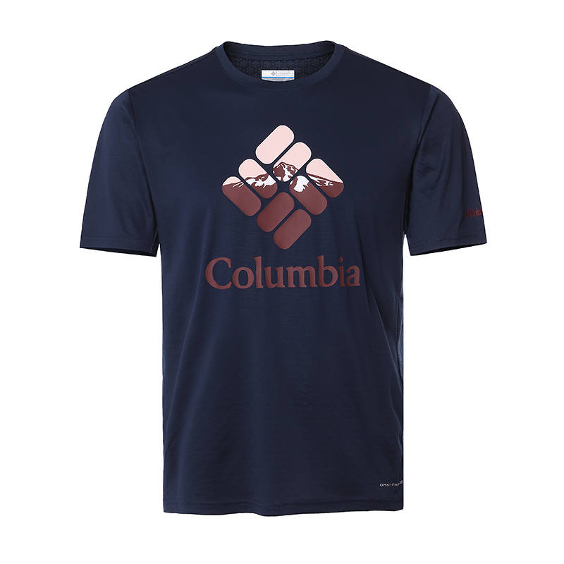 Columbia T Shirts Men's Blue Crew Neck Thin Straight Fit