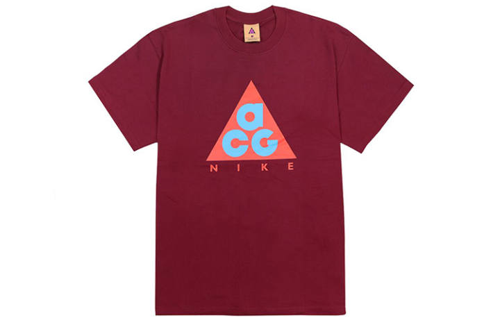 Nike Nike ACG T Shirts Men's Dark Beet Red Crew Neck Moderate Straight Fit