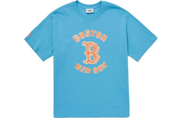 MLB T Shirts Unisex Blue Crew Neck Moderate Straight Fit