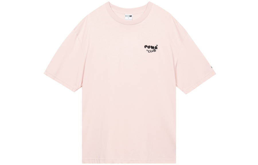 PUMA T Shirts Men's Pink Crew Neck Moderate Straight Fit