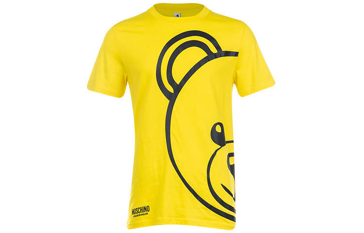 MOSCHINO T Shirts Men's Yellow Crew Neck Moderate Straight Fit