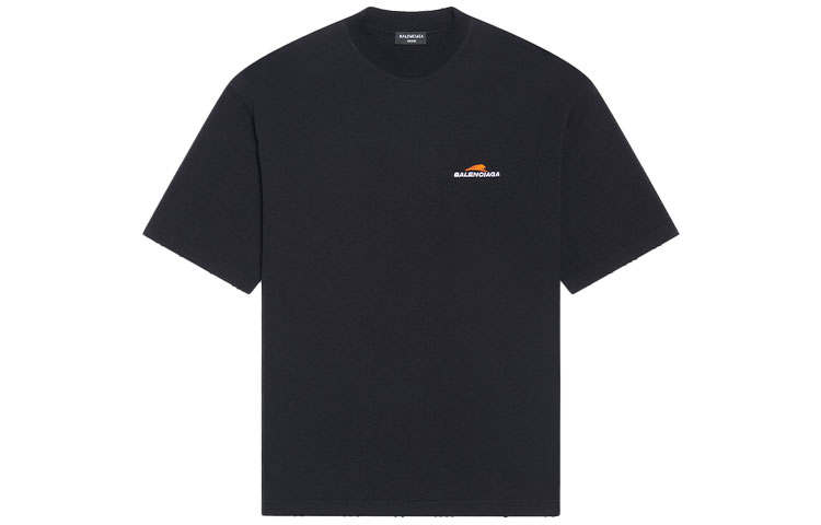 Balenciaga T Shirts Men's Black Crew Neck Moderate Straight Fit