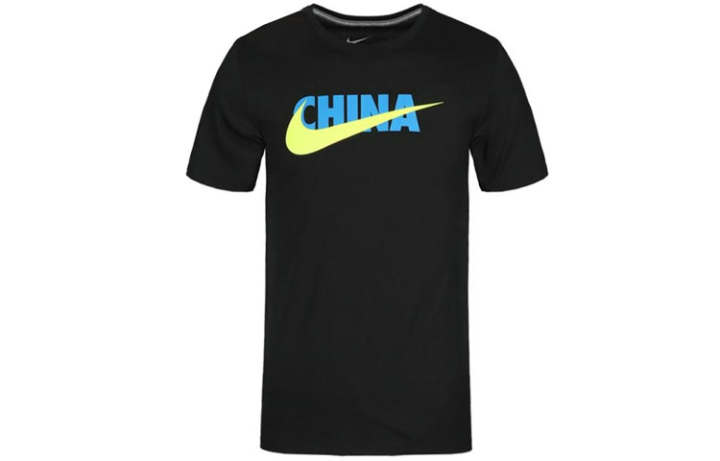 Nike Nike T Shirts Men's Black Crew Neck Moderate Straight Fit