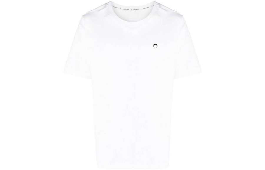 Marine Serre T Shirts Men's White Crew Neck Moderate Straight Fit