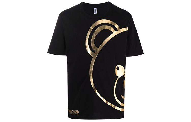 MOSCHINO T Shirts Men's Black Crew Neck Moderate Straight Fit