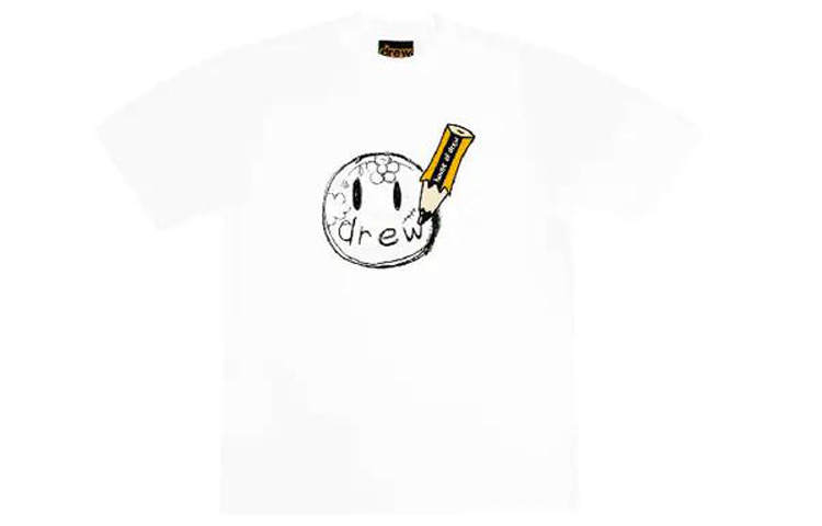 Drew house Smiley Collection T Shirts Unisex White Crew Neck Moderate Straight Fit