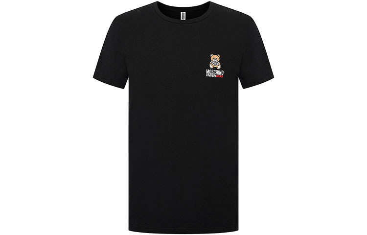 MOSCHINO T Shirts Men's Black Crew Neck Moderate Straight Fit