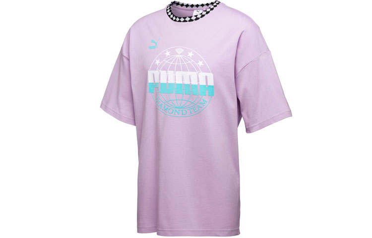 PUMA X Diamond Supply Co. Diamond Supply Co T Shirts Men's Light Purple Crew Neck Moderate Straight Fit