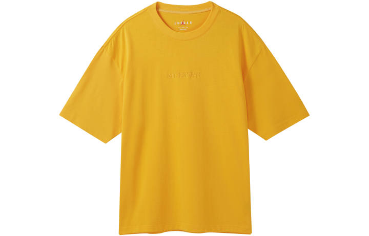 Jordan Jordan Wordmark T Shirts Men's Yellow Crew Neck Moderate Straight Fit