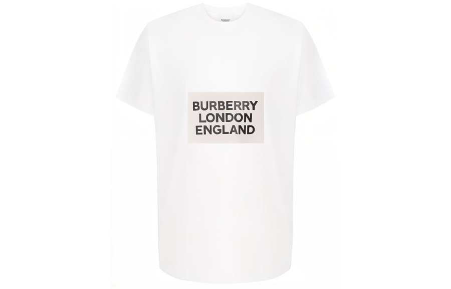 Burberry T Shirts Men's White Crew Neck Moderate Straight Fit