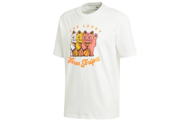 Adidas Adidas T Shirts Men's White Crew Neck Moderate Straight Fit
