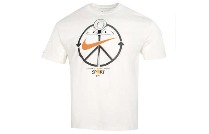 Nike Nike T Shirts Men's White Crew Neck Moderate Straight Fit