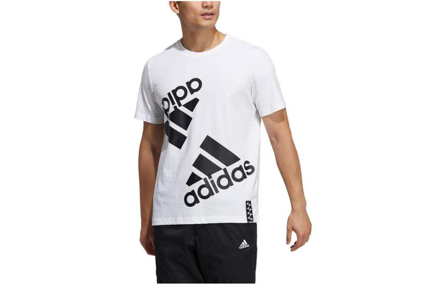 Adidas Adidas T Shirts Men's White Crew Neck Moderate Straight Fit