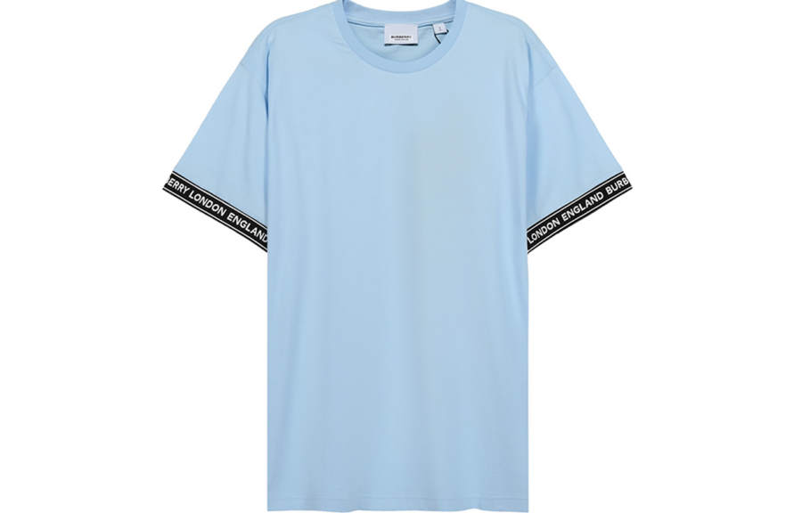 Burberry T Shirts Men's Light Blue Crew Neck Moderate