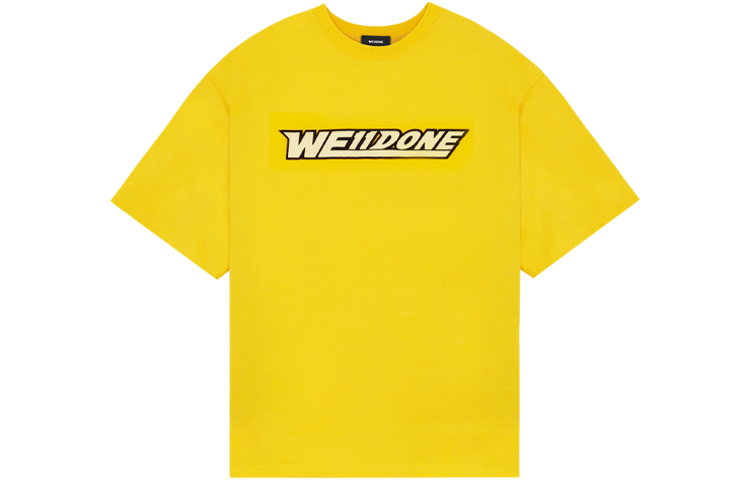 WE11DONE T Shirts Unisex Yellow Crew Neck Moderate Straight Fit