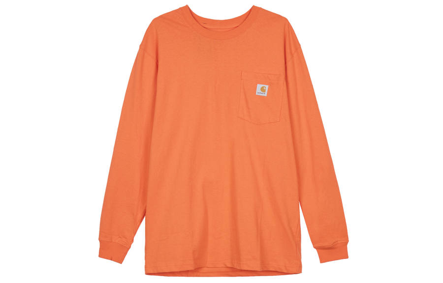 Carhartt T Shirts Unisex Orange Crew Neck Moderate Heavyweight