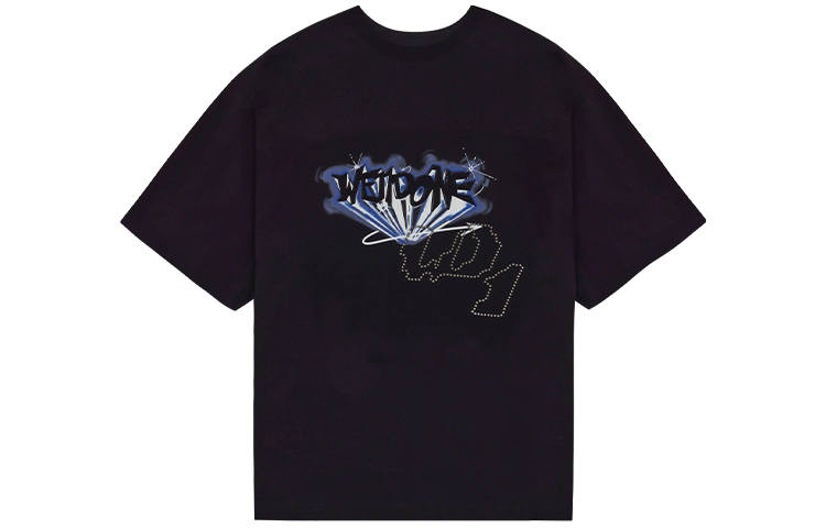 WE11DONE T Shirts Unisex Black Crew Neck Moderate Straight Fit