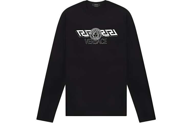 VERSACE T Shirts Men's Black Crew Neck Moderate Straight Fit