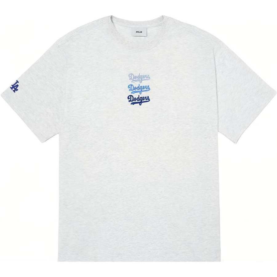 MLB Los Angeles Dodgers T Shirts Unisex Gray Crew Neck Moderate Straight Fit