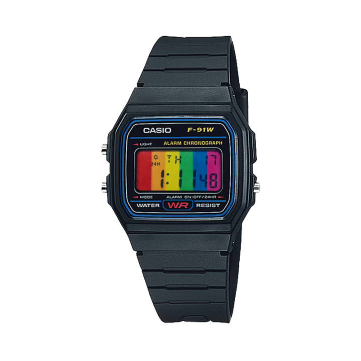 CASIO CASIO Custom Collection F 91W 1 Quartz Movement Resin Strap Watch Unisex Multicolor Watch Dial