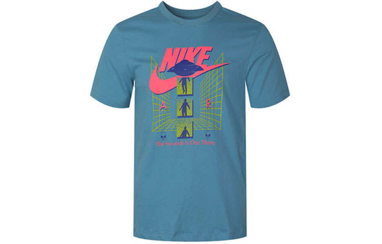 Nike Nike T Shirts Men's Blue Crew Neck Moderate Straight Fit